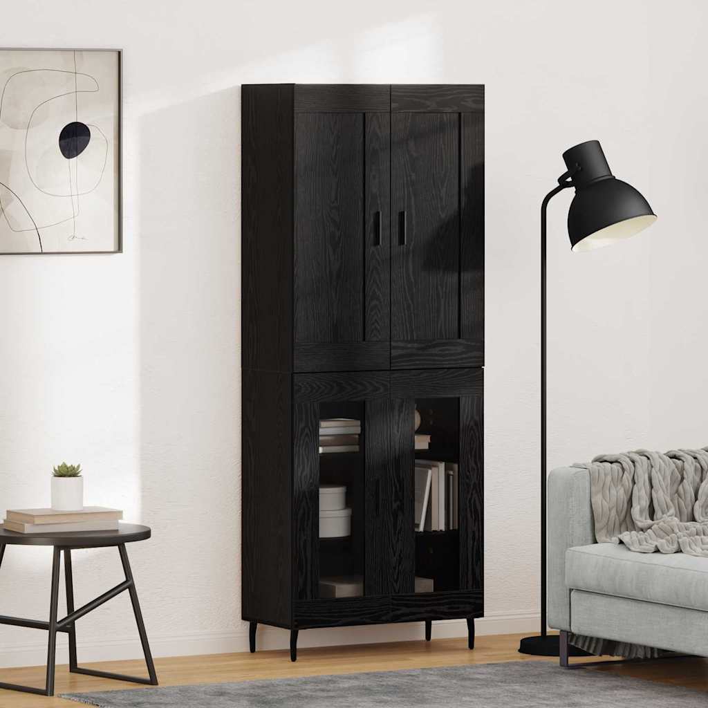 Highboard 2 pcs Schwarz Eichen-Optik Holzwerkstoff