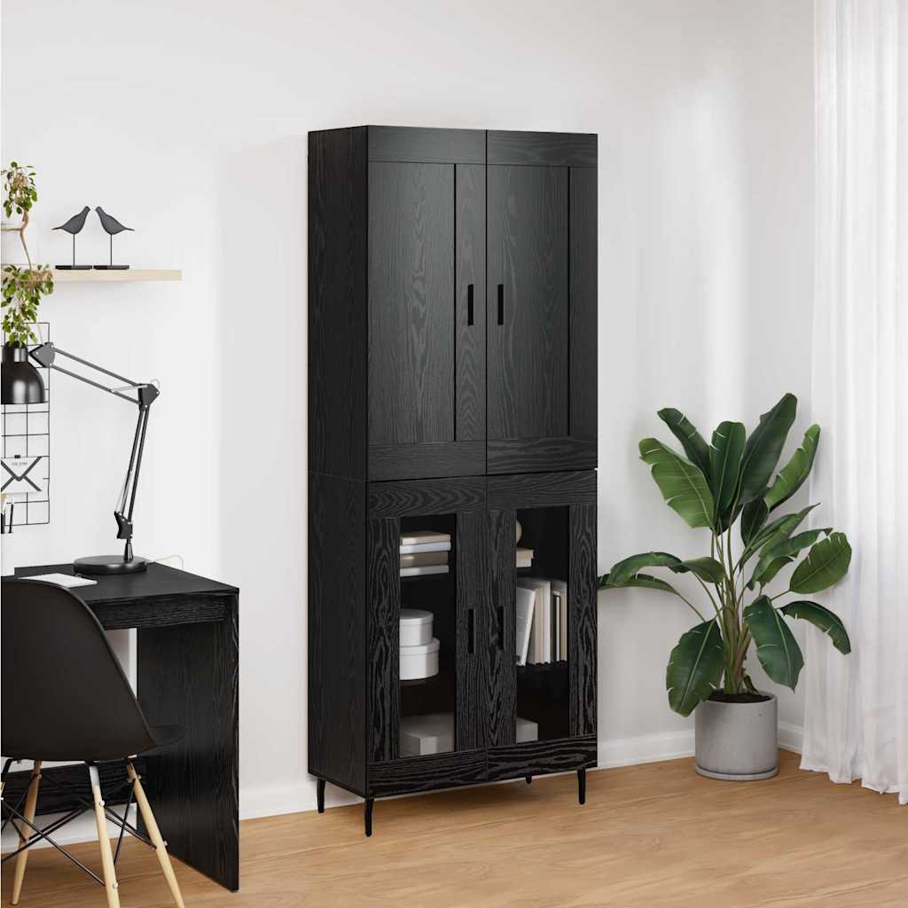 Highboard 2 pcs Schwarz Eichen-Optik Holzwerkstoff