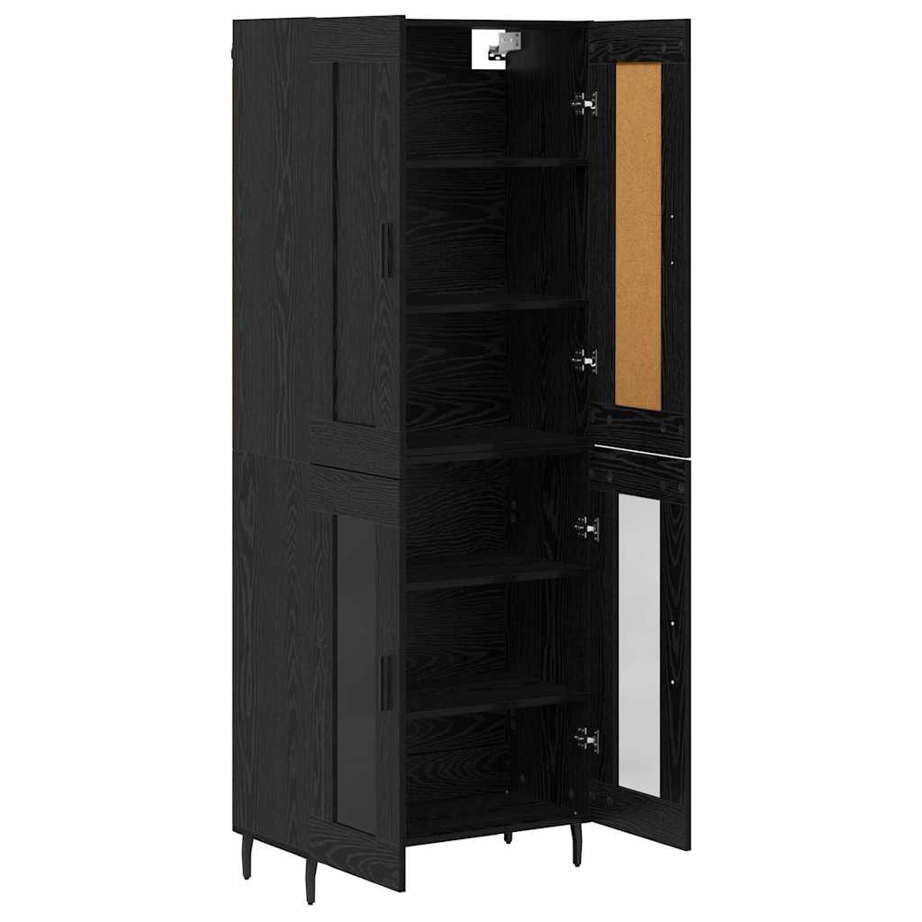 Highboard 2 pcs Schwarz Eichen-Optik Holzwerkstoff