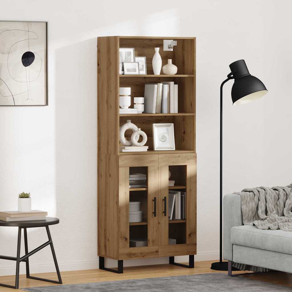 Highboard 2 pcs Artisan-Eiche Holzwerkstoff