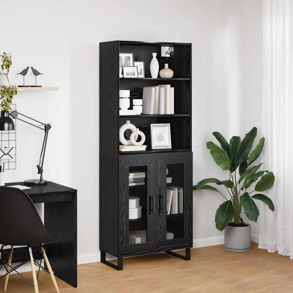 Highboard 2 pcs Schwarz Eichen-Optik Holzwerkstoff