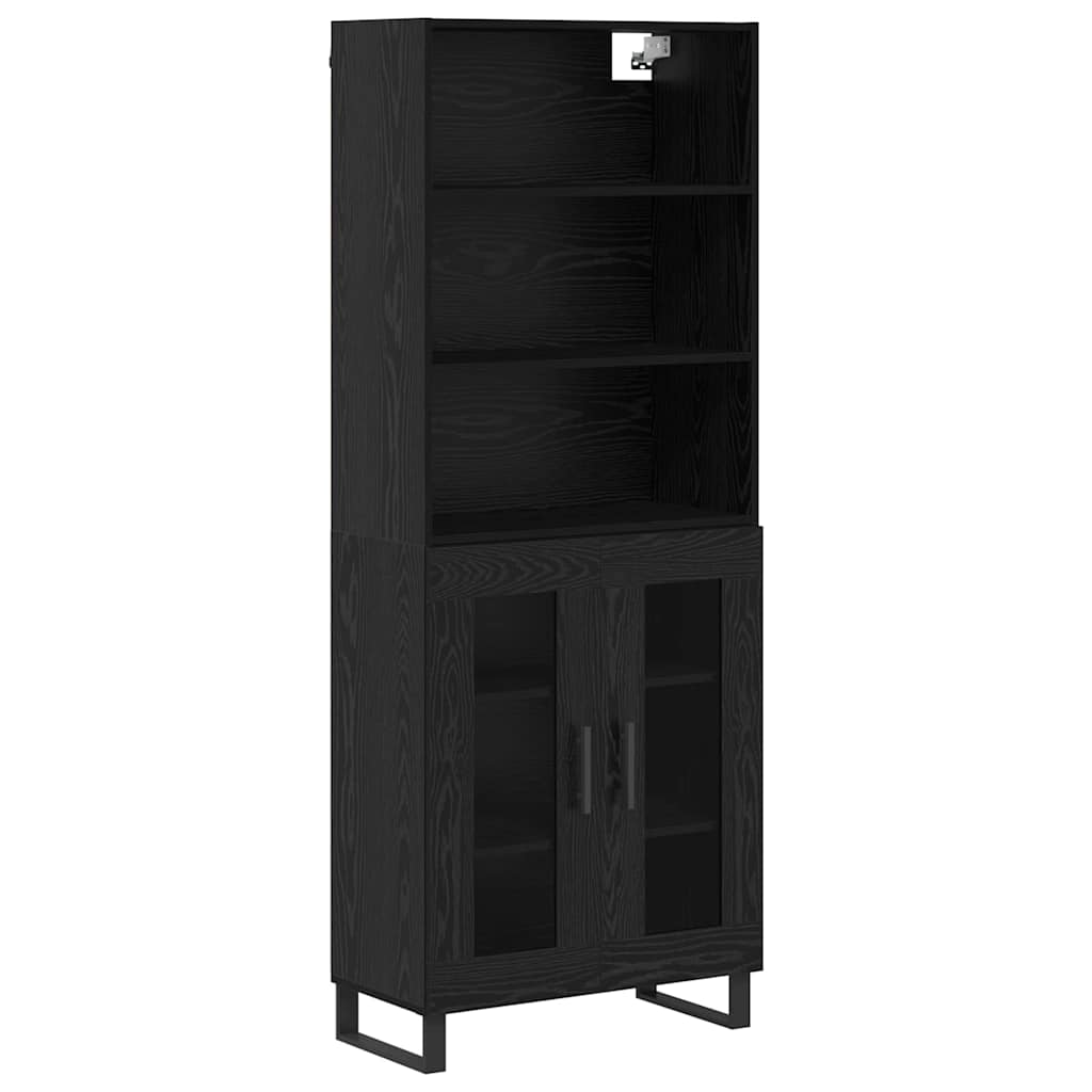 Highboard 2 pcs Schwarz Eichen-Optik Holzwerkstoff