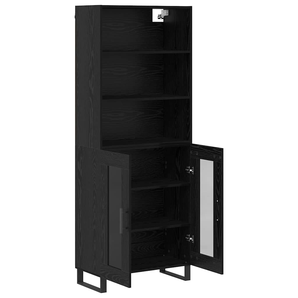 Highboard 2 pcs Schwarz Eichen-Optik Holzwerkstoff