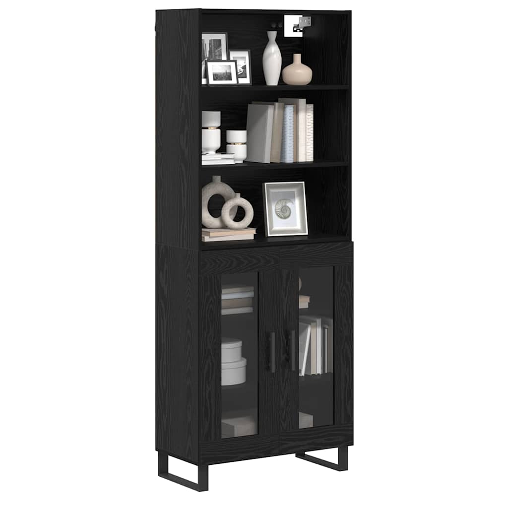 Highboard 2 pcs Schwarz Eichen-Optik Holzwerkstoff