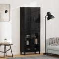 Highboard Schwarz Eichen-Optik 69,5 x 34 x 180 cm Holzwerkstoff