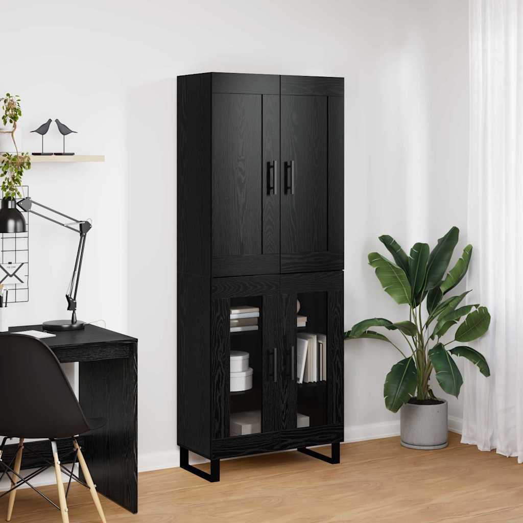 Highboard Schwarz Eichen-Optik 69,5 x 34 x 180 cm Holzwerkstoff
