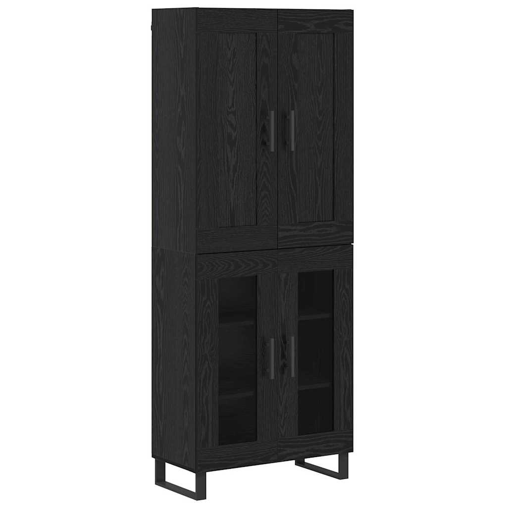 Highboard Schwarz Eichen-Optik 69,5 x 34 x 180 cm Holzwerkstoff