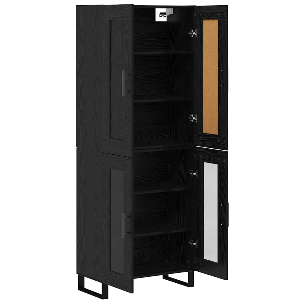 Highboard Schwarz Eichen-Optik 69,5 x 34 x 180 cm Holzwerkstoff