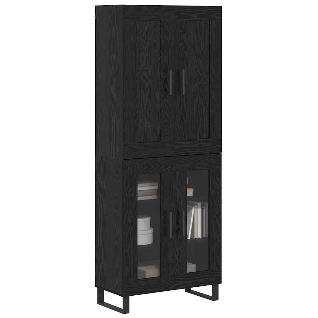 Highboard Schwarz Eichen-Optik 69,5 x 34 x 180 cm Holzwerkstoff