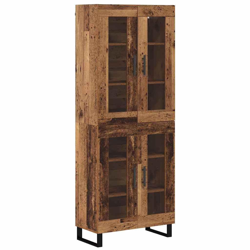 Highboard 2 pcs Altholz Engineered Wood und Glas