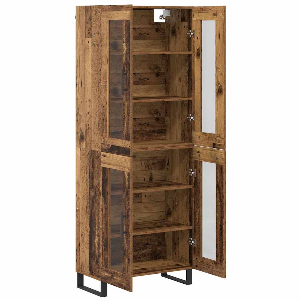 Highboard 2 pcs Altholz Engineered Wood und Glas