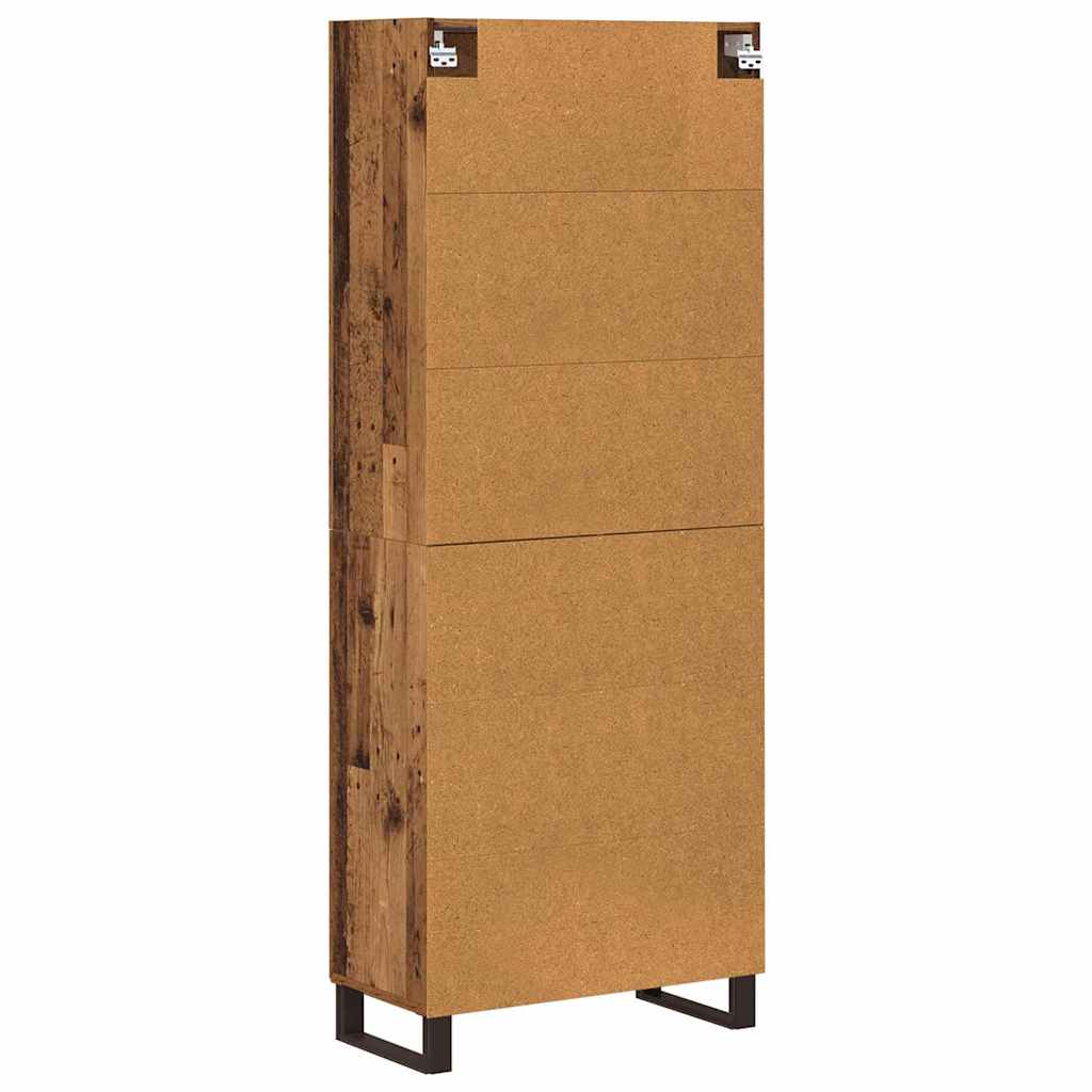 Highboard 2 pcs Altholz Engineered Wood und Glas