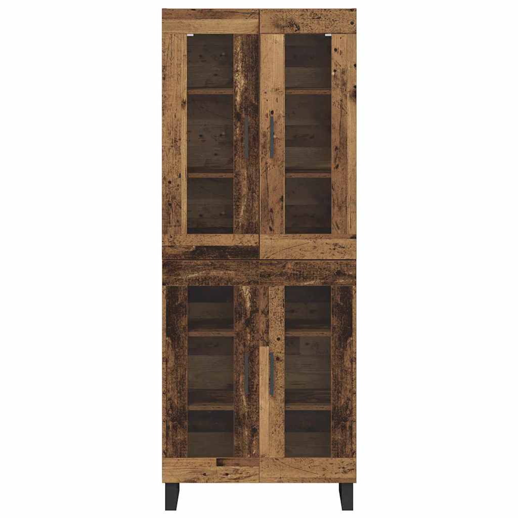 Highboard 2 pcs Altholz Engineered Wood und Glas