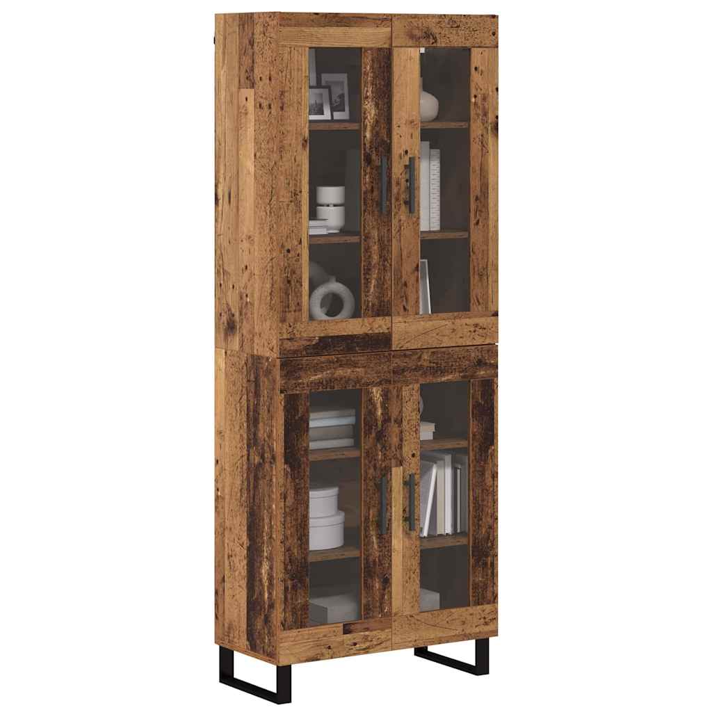 Highboard 2 pcs Altholz Engineered Wood und Glas