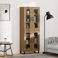 Highboard 2 pcs Artisan-Eiche Engineered Wood und Glas