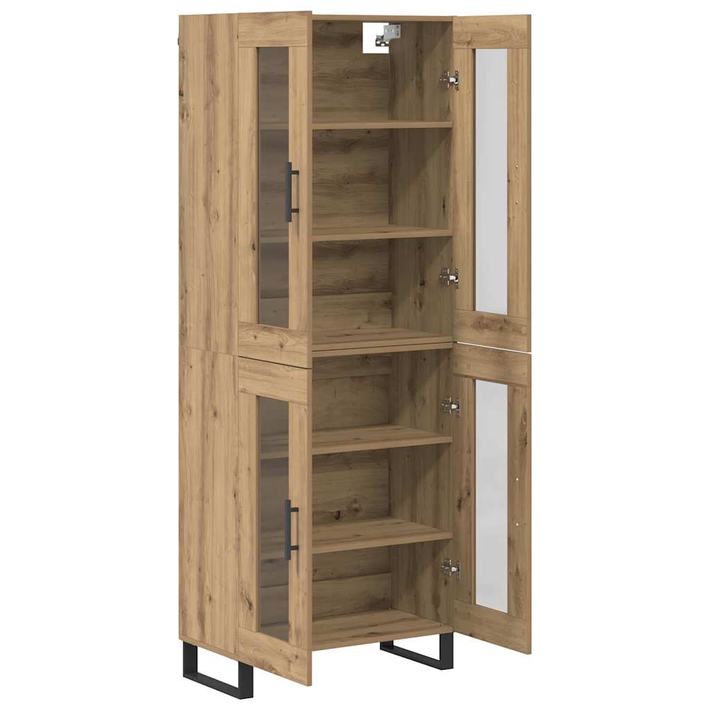 Highboard 2 pcs Artisan-Eiche Engineered Wood und Glas