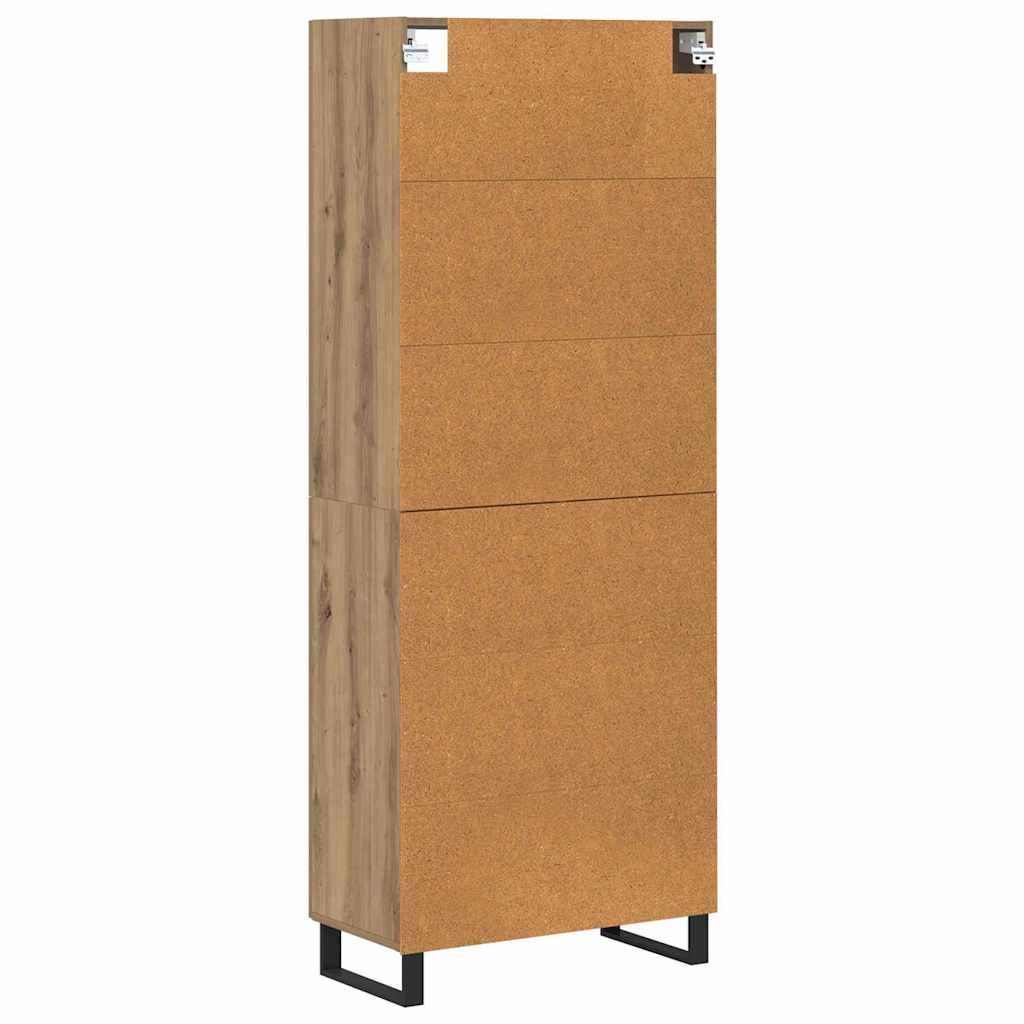 Highboard 2 pcs Artisan-Eiche Engineered Wood und Glas