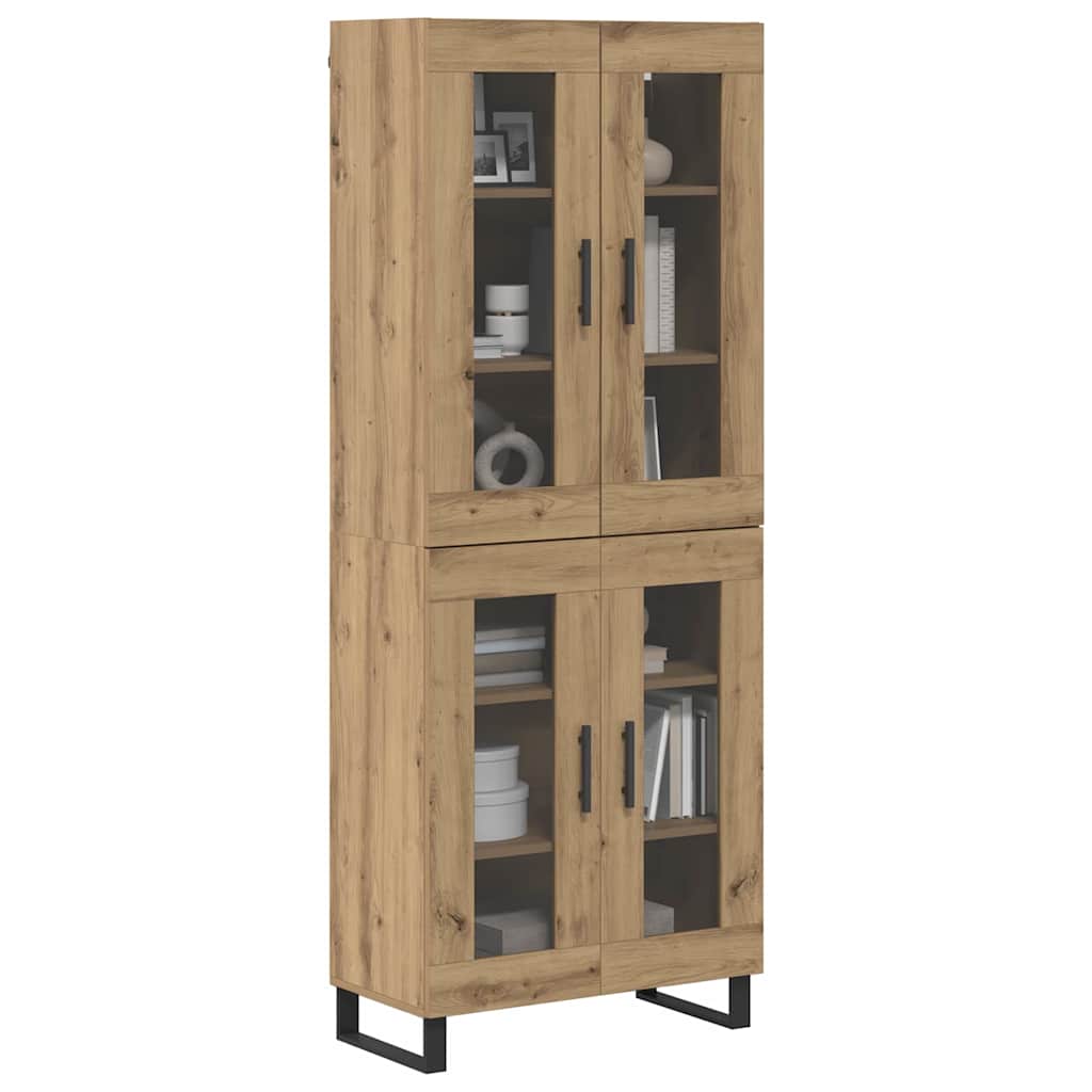 Highboard 2 pcs Artisan-Eiche Engineered Wood und Glas