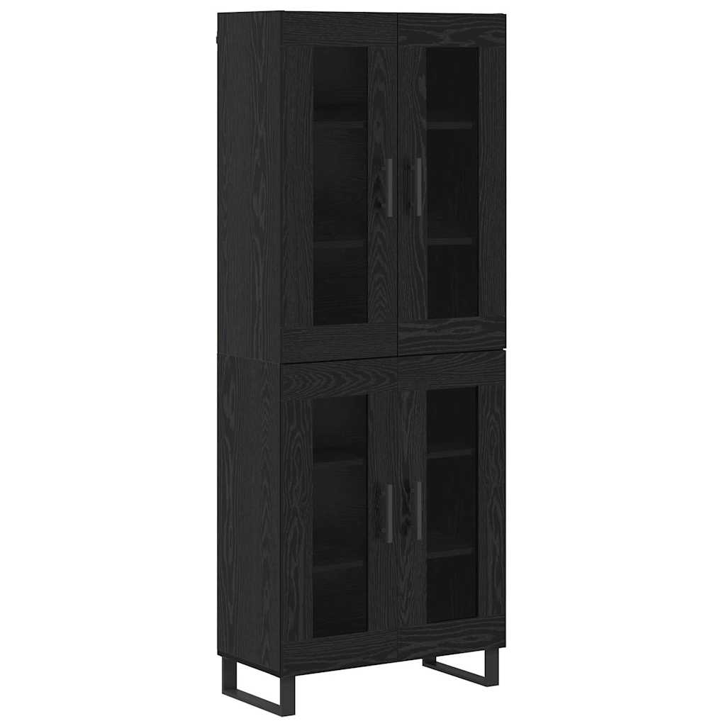 Highboard 2 pcs Schwarz Eichen-Optik Engineered Wood und Glas