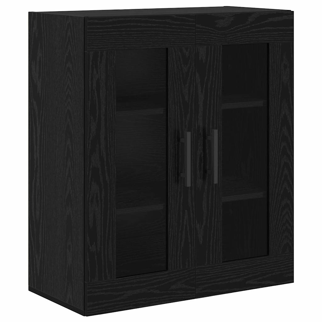 Highboard 2 pcs Schwarz Eichen-Optik Engineered Wood und Glas