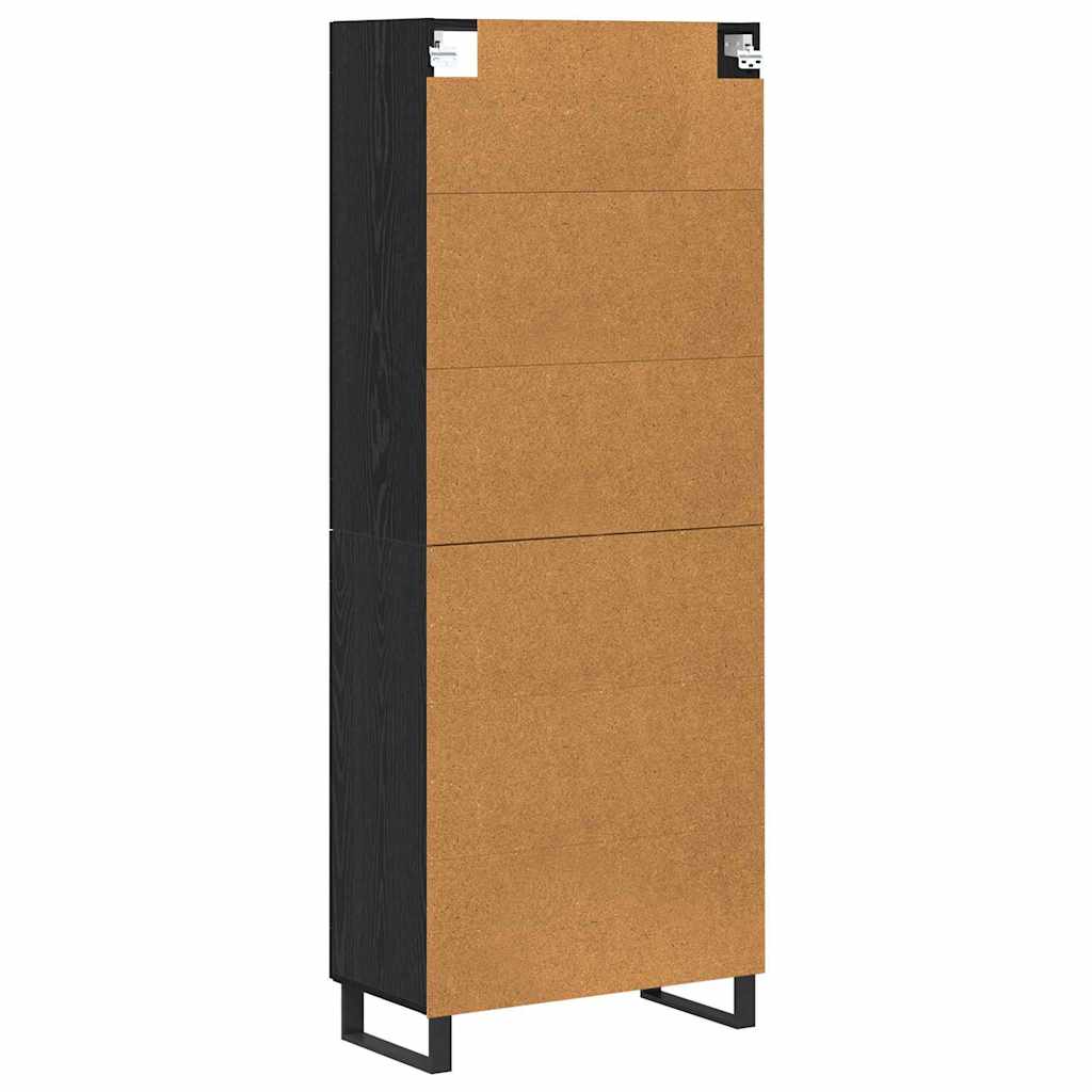 Highboard 2 pcs Schwarz Eichen-Optik Engineered Wood und Glas