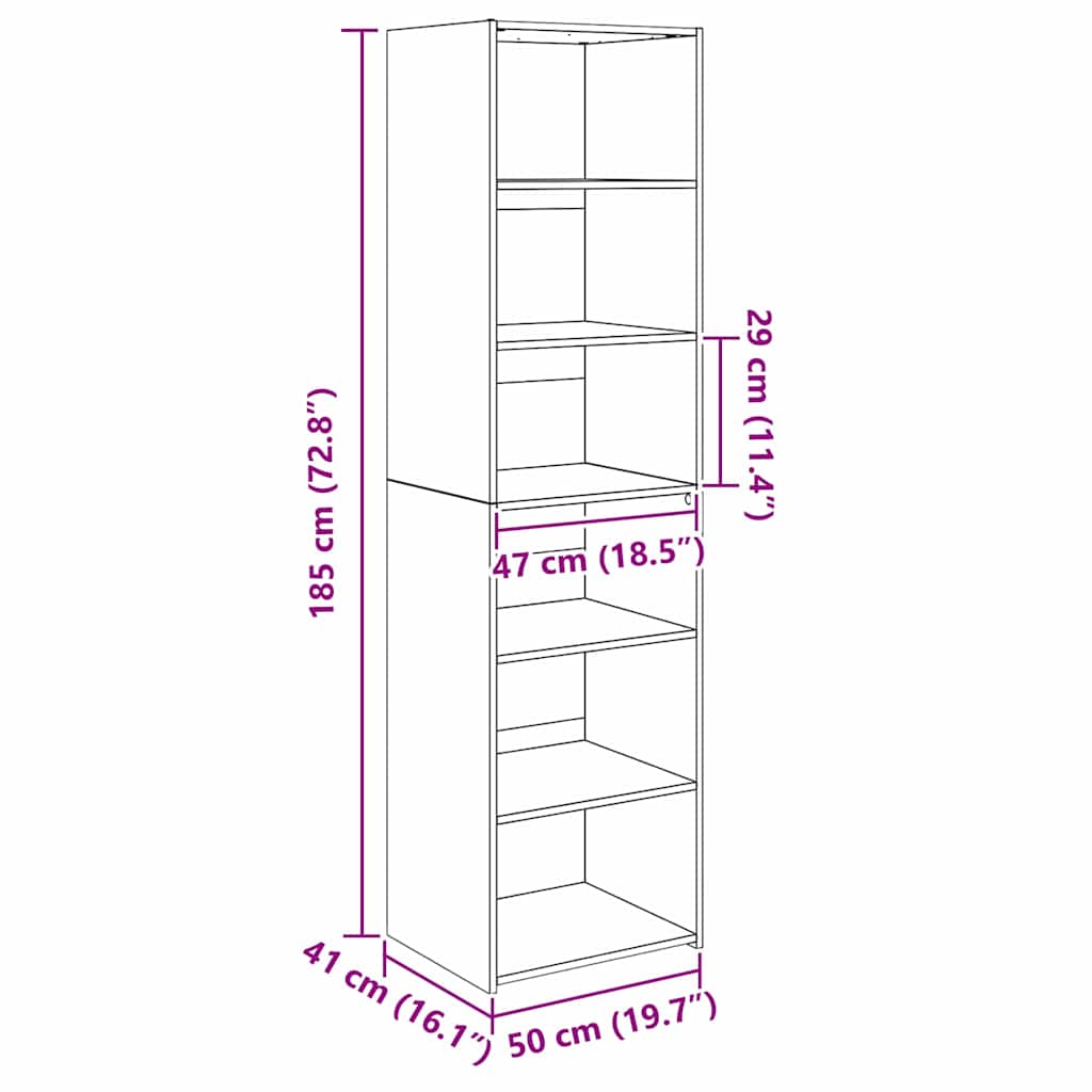 Schrank Schwarz Eichen-Optik 50 x 41 x 185 cm Holzwerkstoff