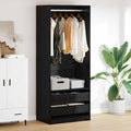 Kleiderschrank Schwarz Eichen-Optik 80 x 50 x 200 cm