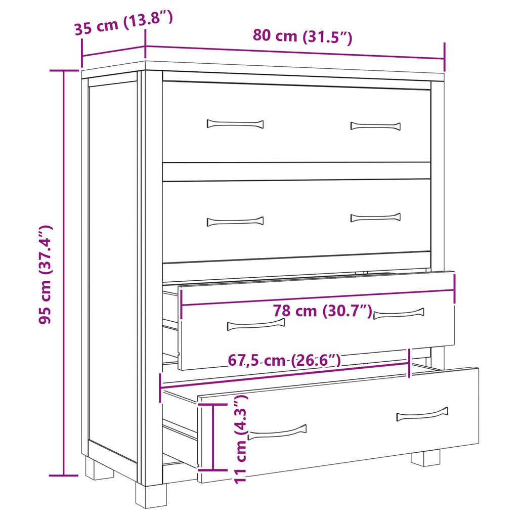 Schrank mit Schubladen mit Speicher Braun Holzwerkstoff