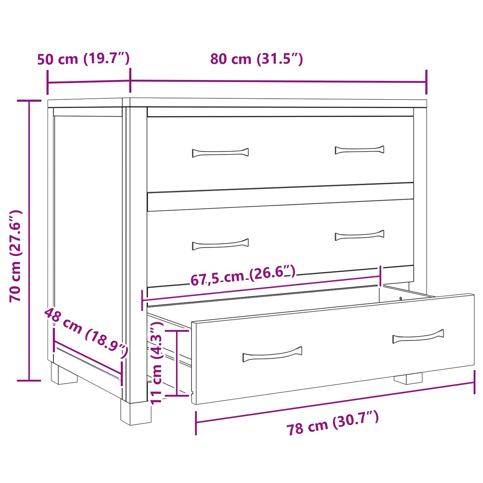 Schrank mit Schubladen mit Speicher Braun Holzwerkstoff