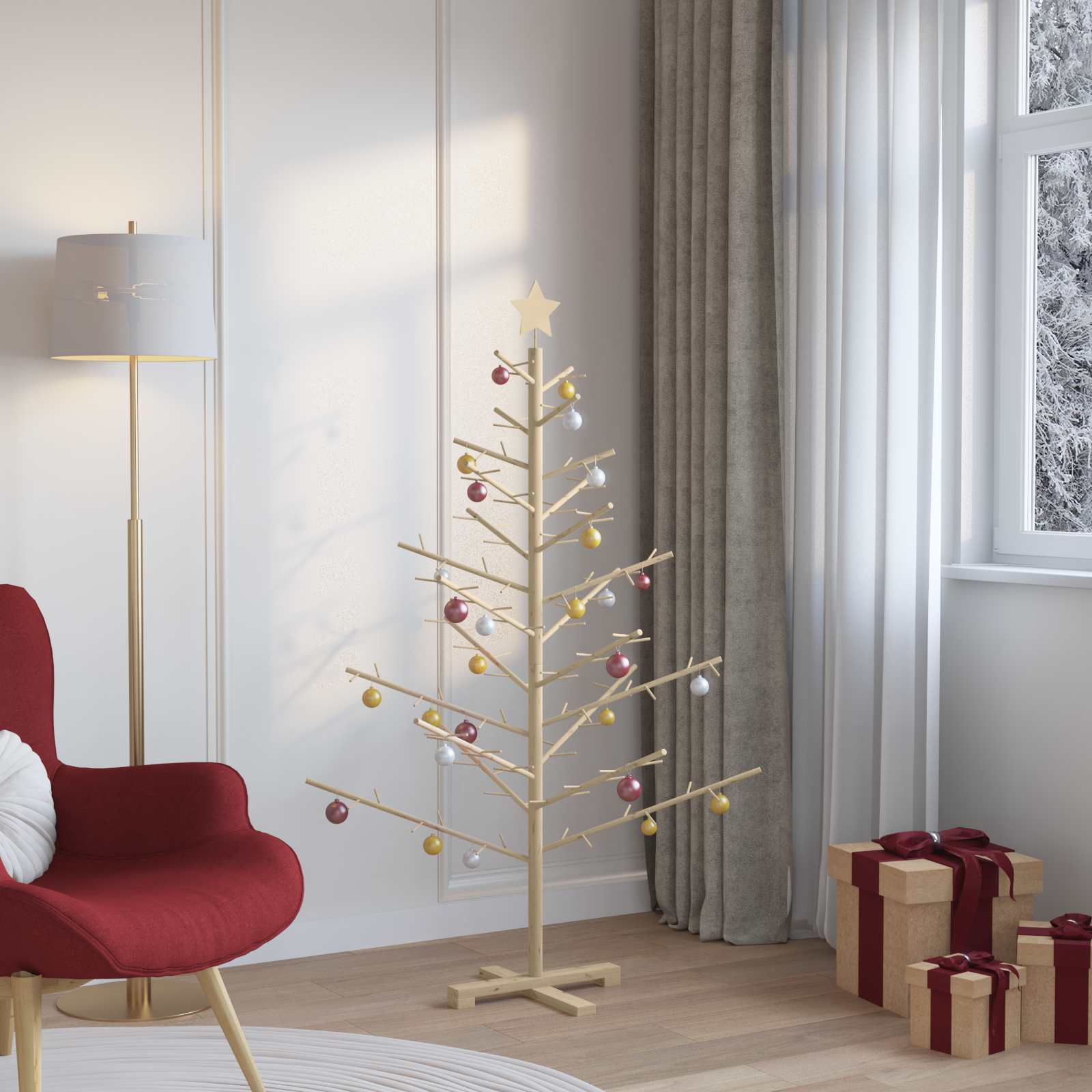 Holz Weihnachtsbaum Natur 150 cm Massives Kiefernholz