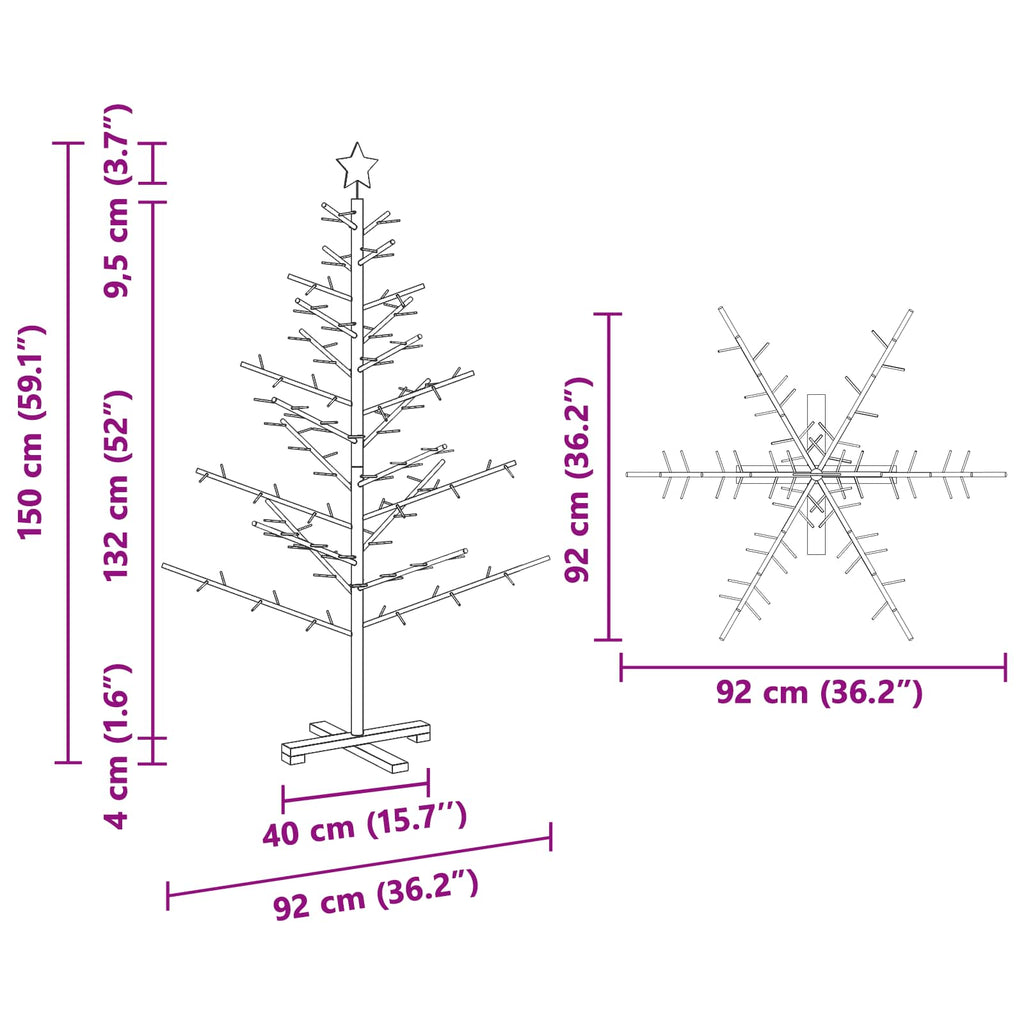 Holz Weihnachtsbaum Natur 150 cm Massives Kiefernholz