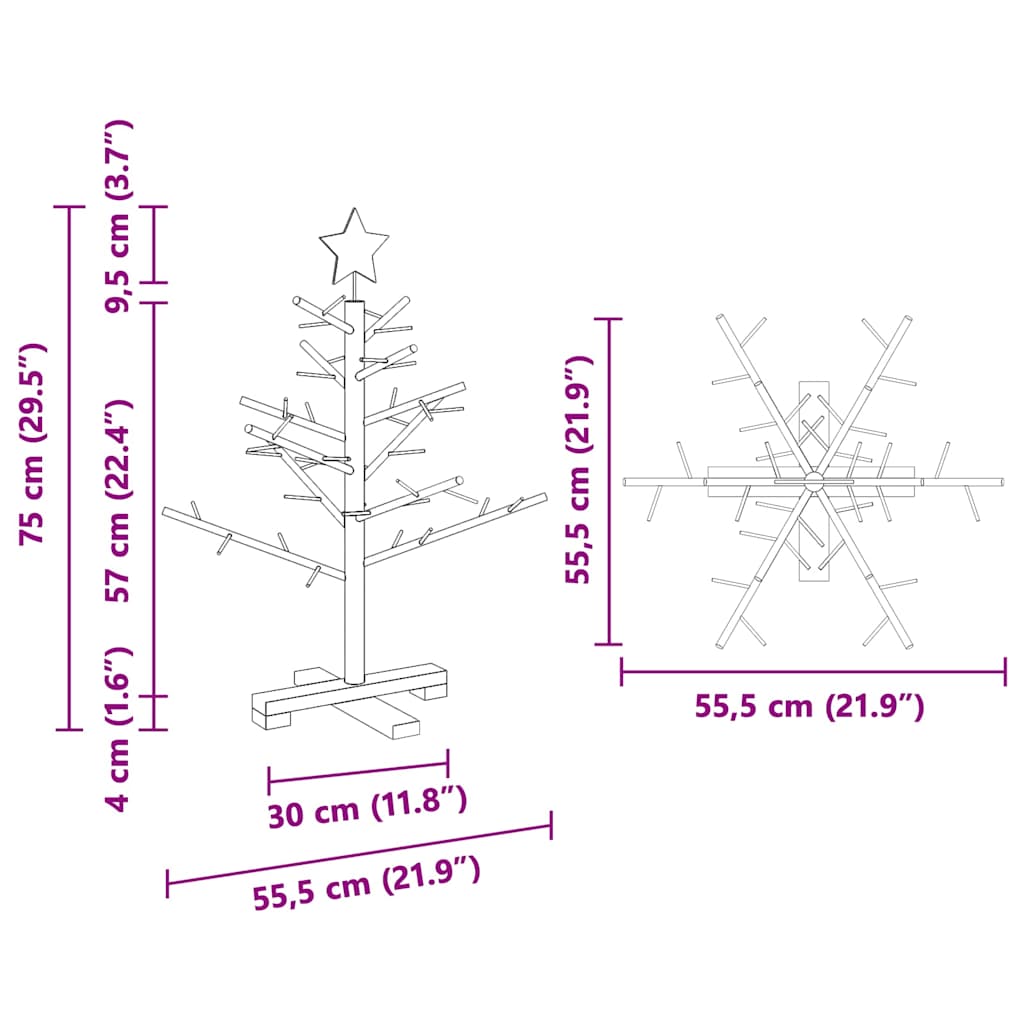 Holz Weihnachtsbaum Braun 75 cm Massives Kiefernholz