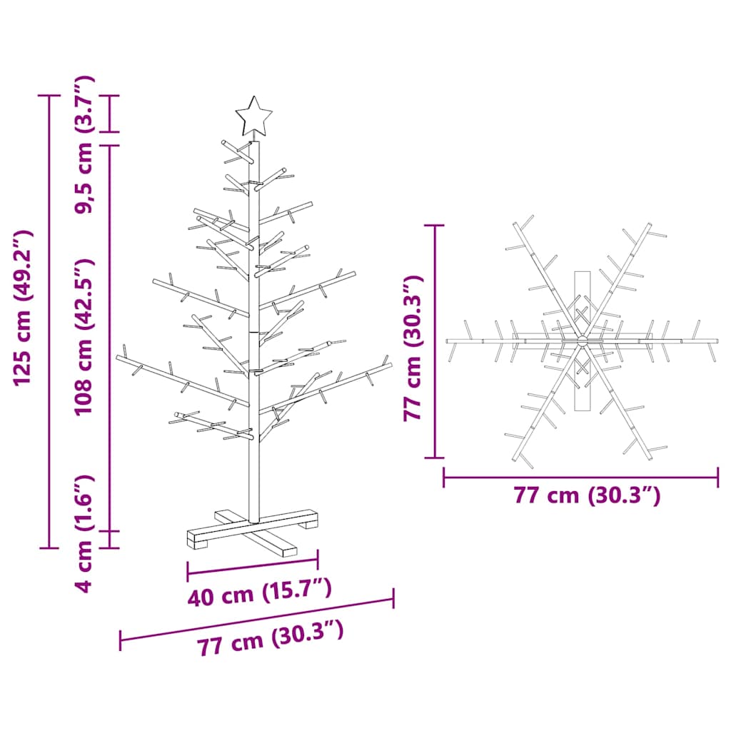 Holz Weihnachtsbaum Braun 125 cm Massives Kiefernholz