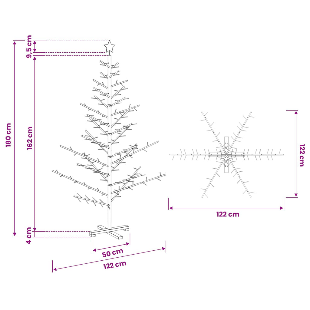 Holz Weihnachtsbaum Braun 180 cm Massives Kiefernholz