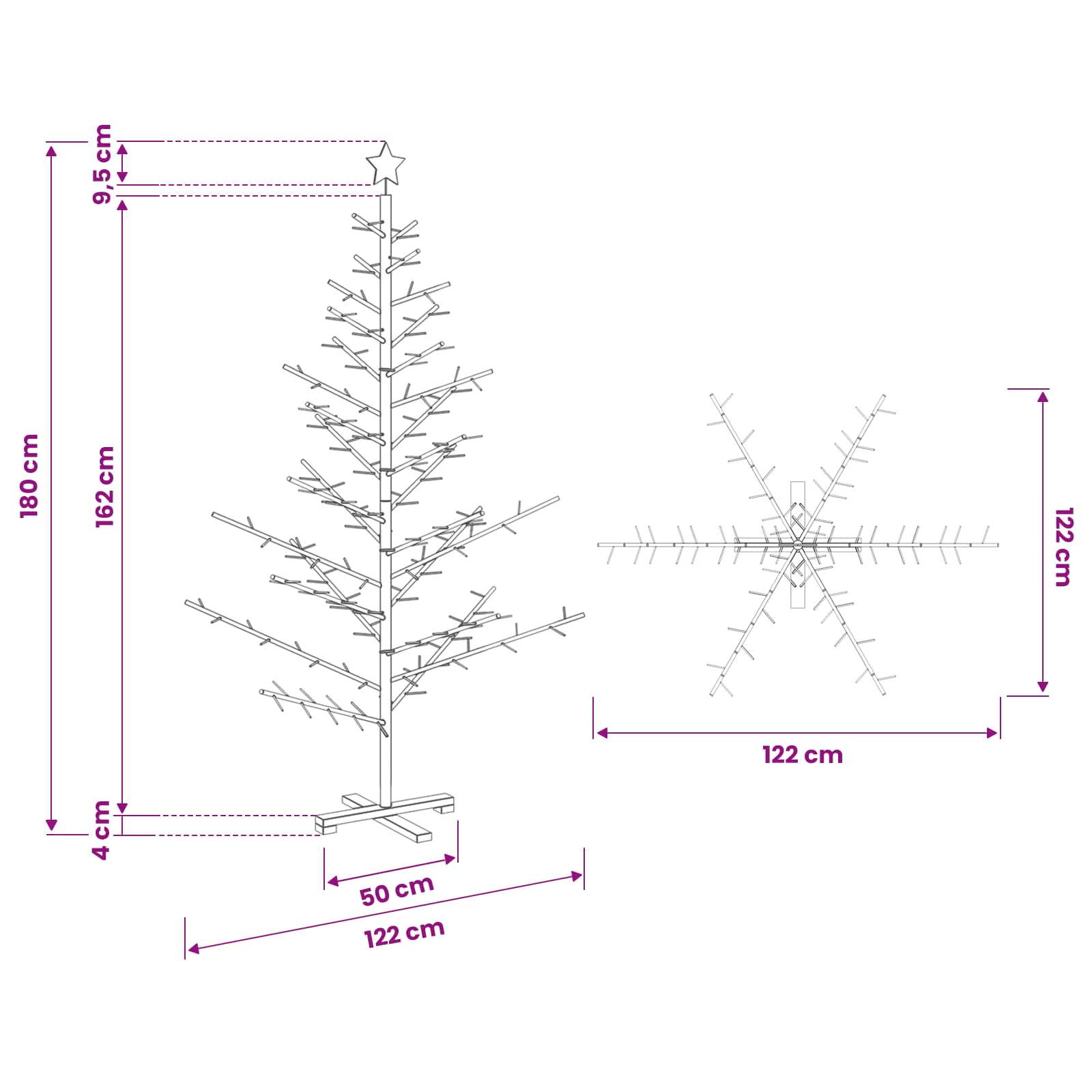 Holz Weihnachtsbaum Braun 180 cm Massives Kiefernholz