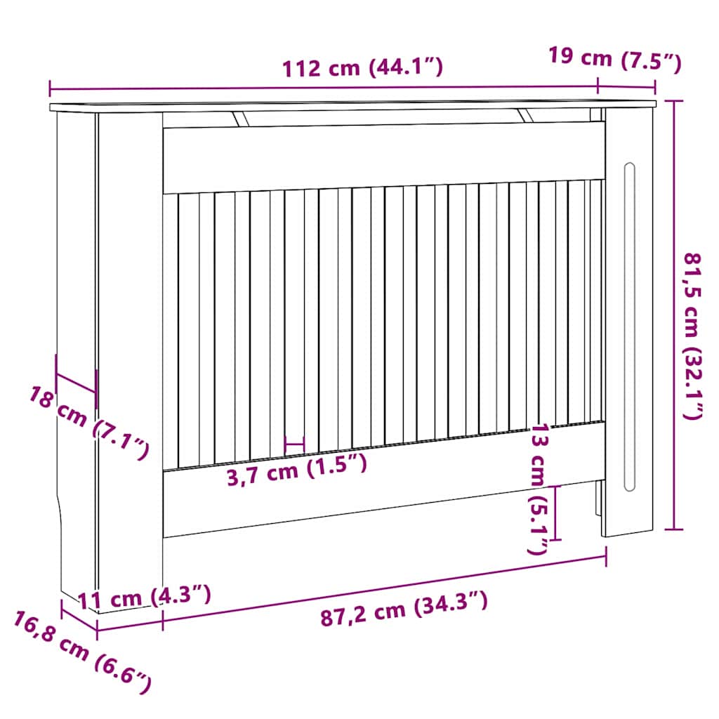 Heizkörperabdeckung 2 pcs Grau 112 x 19 x 81,5 cm Holzwerkstoff