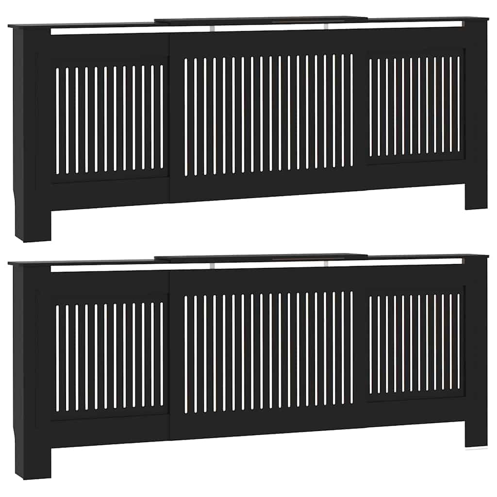 Heizkörperabdeckung 2 pcs Schwarz 205 x 20,5 x 81,5 cm
