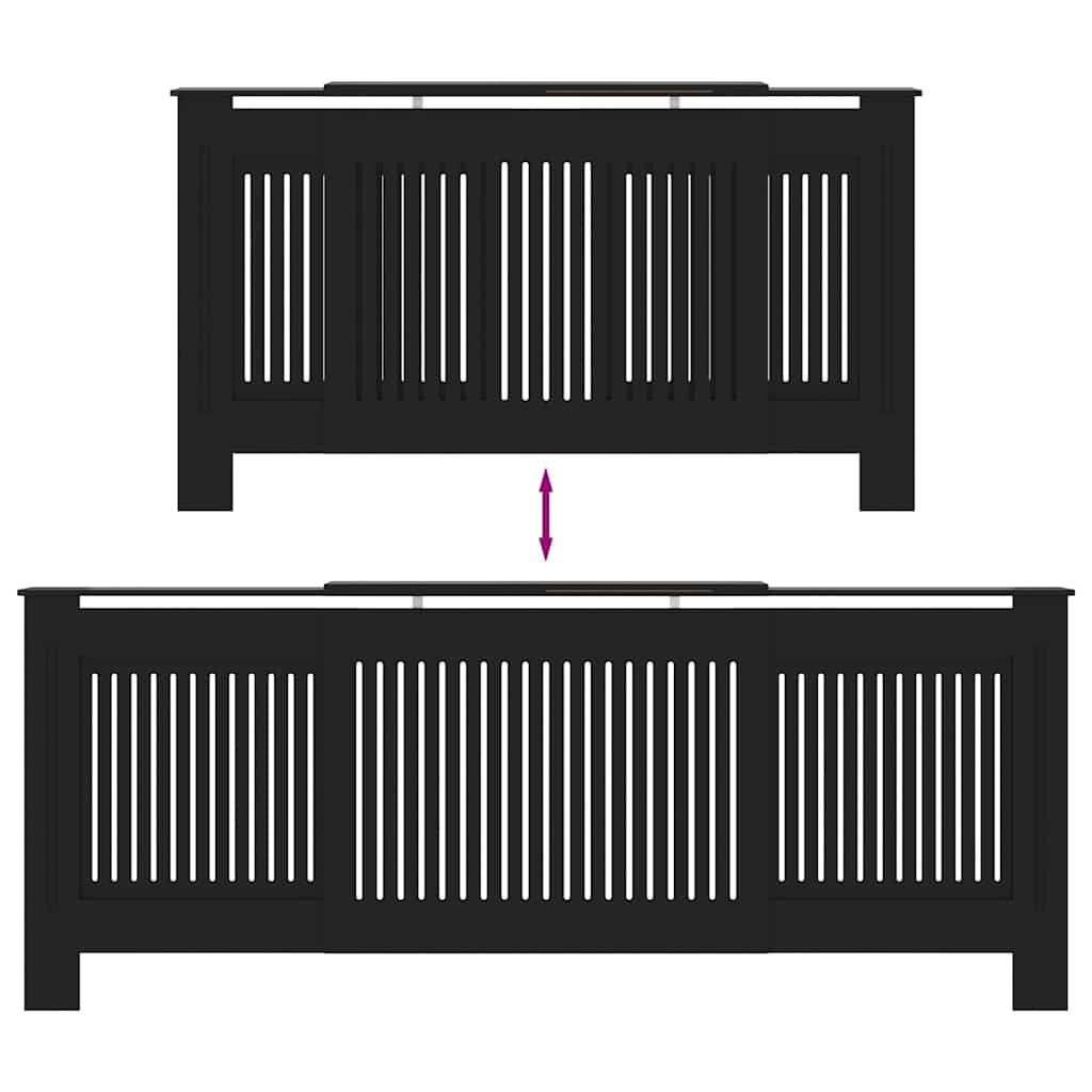 Heizkörperabdeckung 2 pcs Schwarz 205 x 20,5 x 81,5 cm