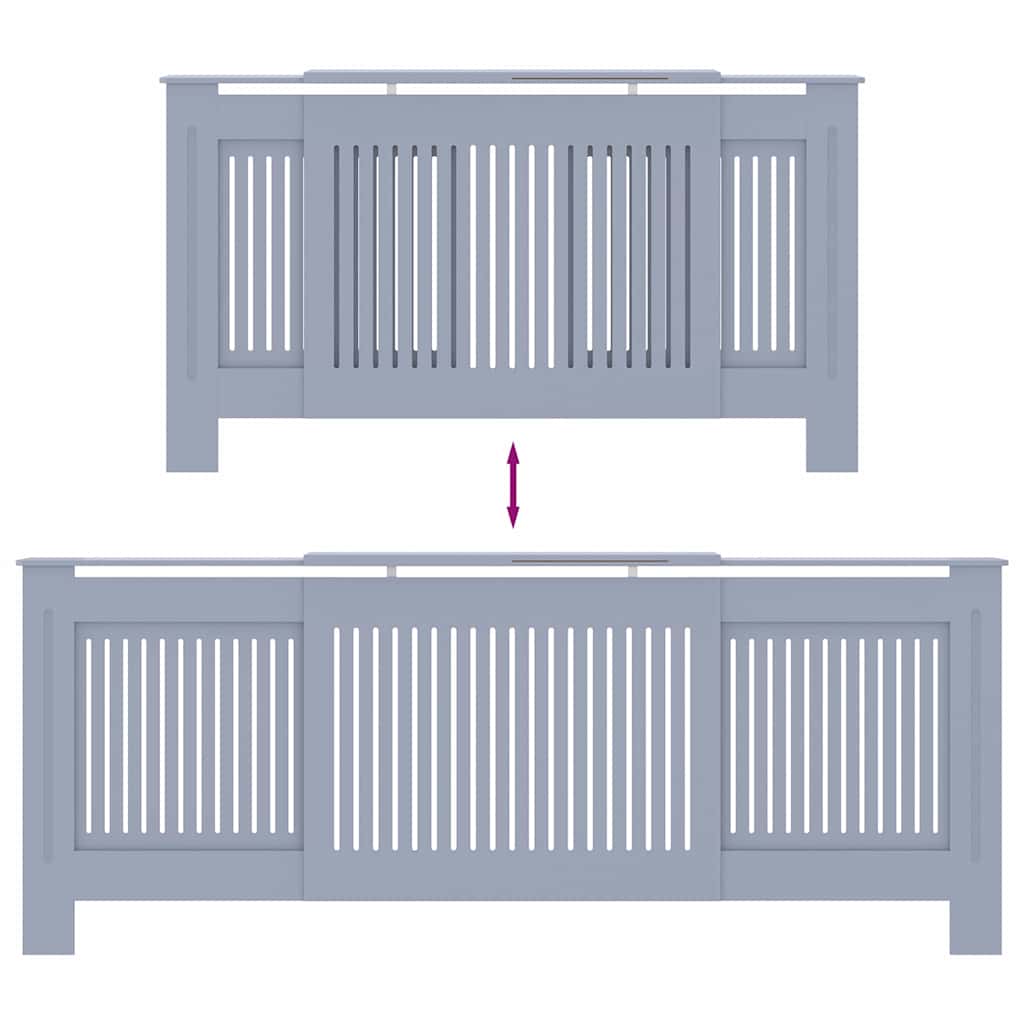 Heizkörperabdeckung 2 pcs Grau 205 x 20,5 x 81,5 cm