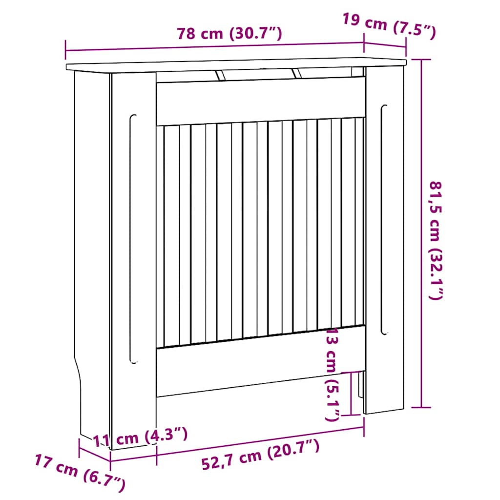 Heizkörperabdeckung Schwarz 78 x 19 x 81,5 cm Holzwerkstoff