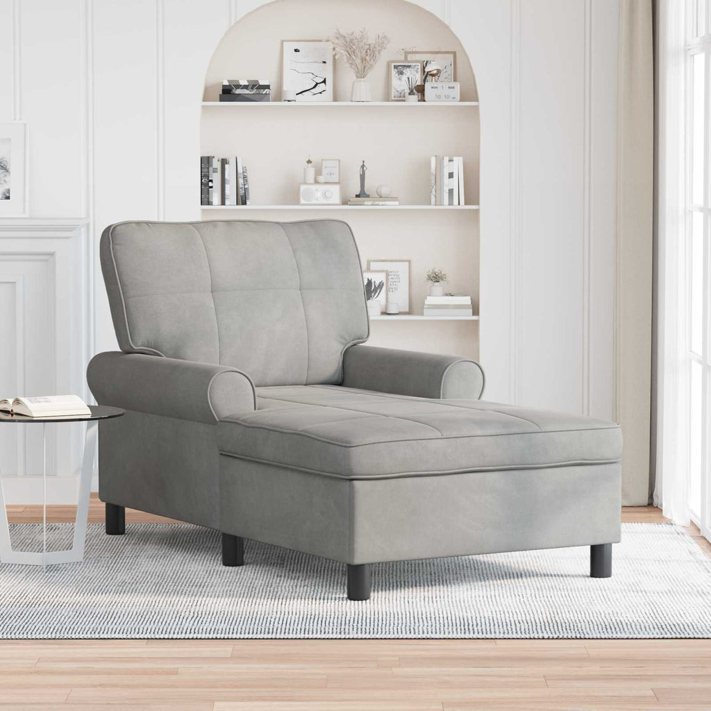 Lounge-Liege mit Kissen Hellgrau 91 x 157 x 91 cm Samt