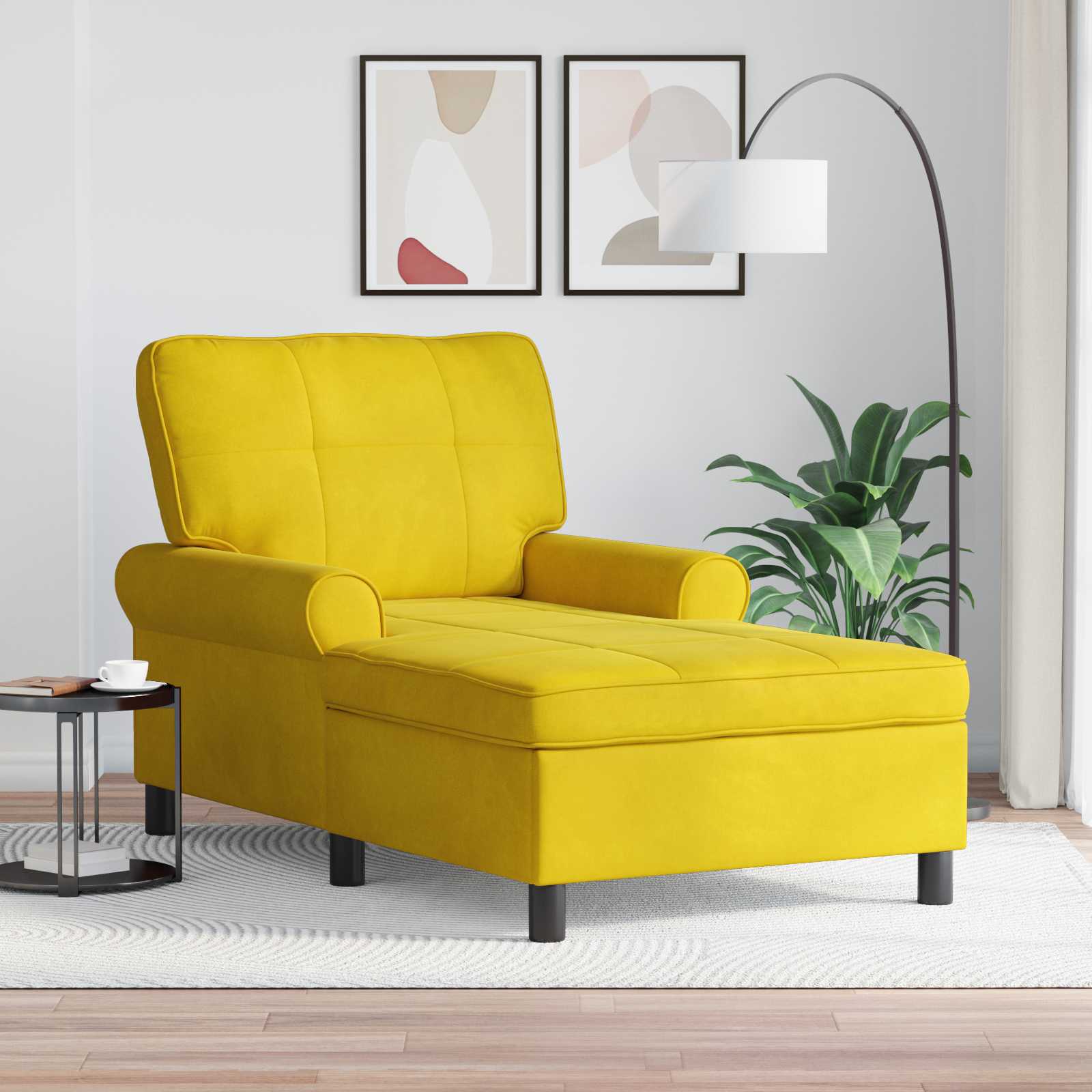 Lounge-Liege mit Kissen Gelb 91 x 157 x 91 cm Samt