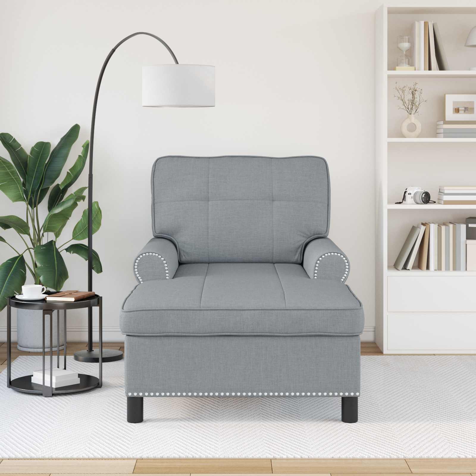 Lounge-Liege mit Kissen Hellgrau 91 x 157 x 91 cm Stoff