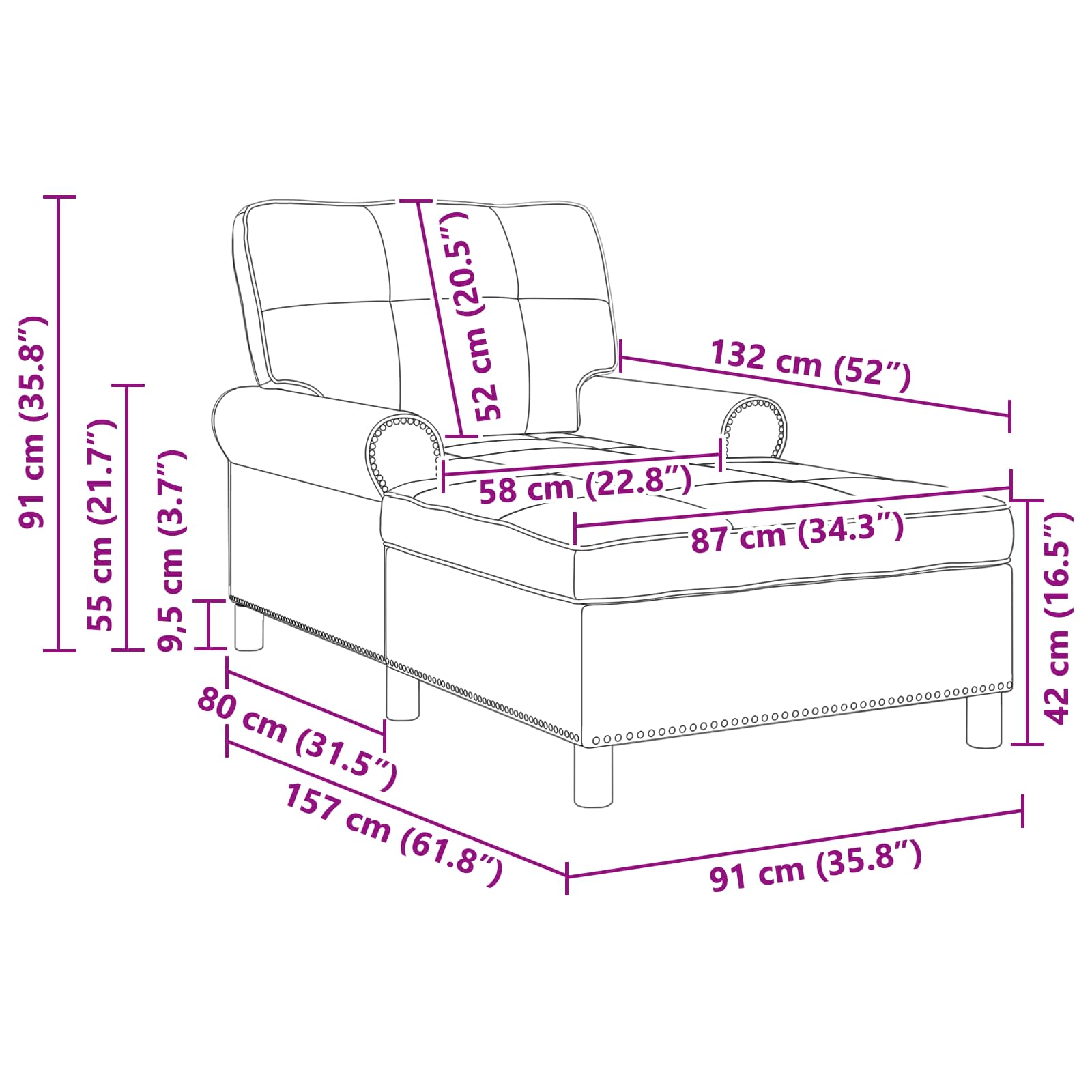 Lounge-Liege mit Kissen Weinrot 91 x 157 x 91 cm Stoff