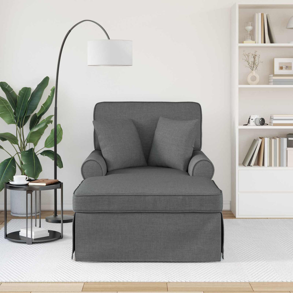 Chaise Lounge mit Rock mit Kissen 3 pcs Dunkelgrau Stoff