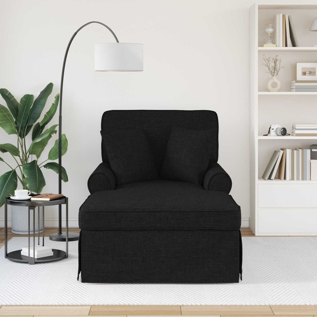 Chaise Lounge mit Rock mit Kissen 3 pcs Schwarz Stoff
