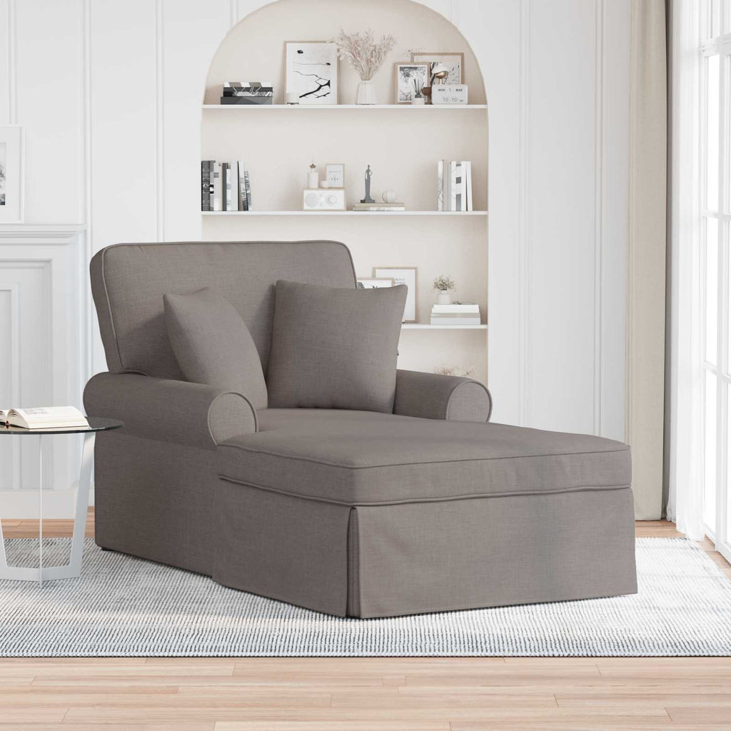 Chaise Lounge mit Rock mit Kissen mit Kissen 3 pcs Taupe Stoff