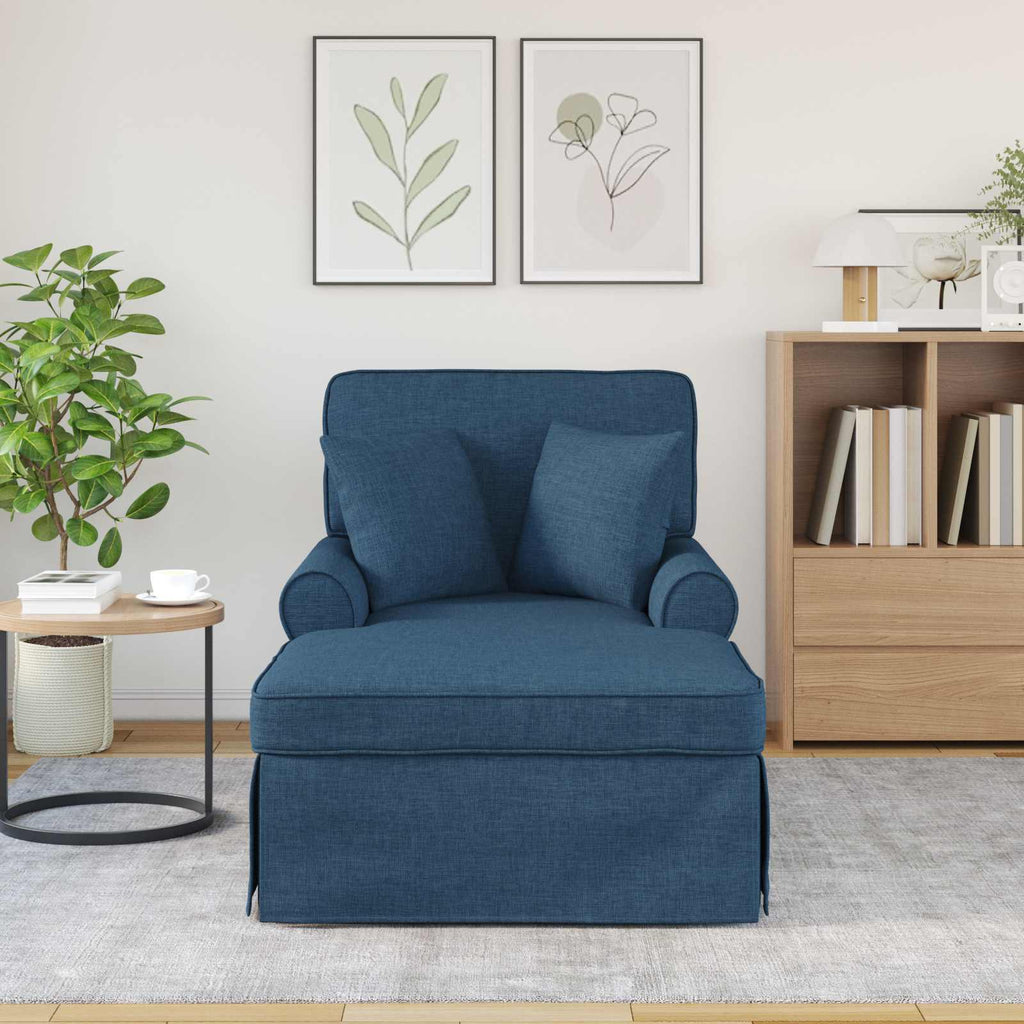 Chaise Lounge mit Rock mit Kissen mit Kissen 3 pcs Blau Stoff
