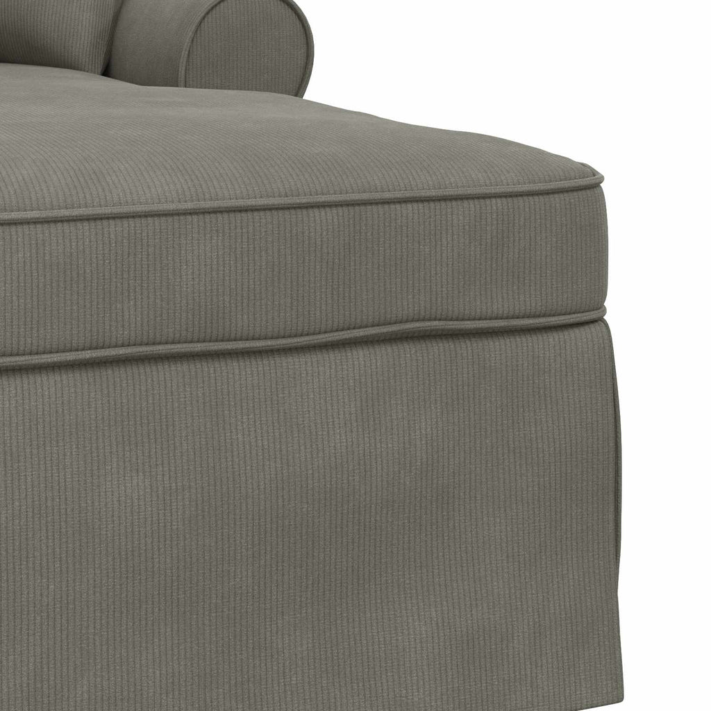 Chaise Lounge mit Rock mit Kissen 3 pcs Hellgrau Cordstoff