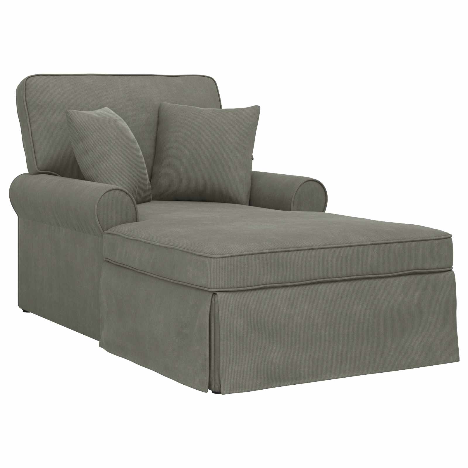 Chaise Lounge mit Rock mit Kissen 3 pcs Hellgrau Cordstoff
